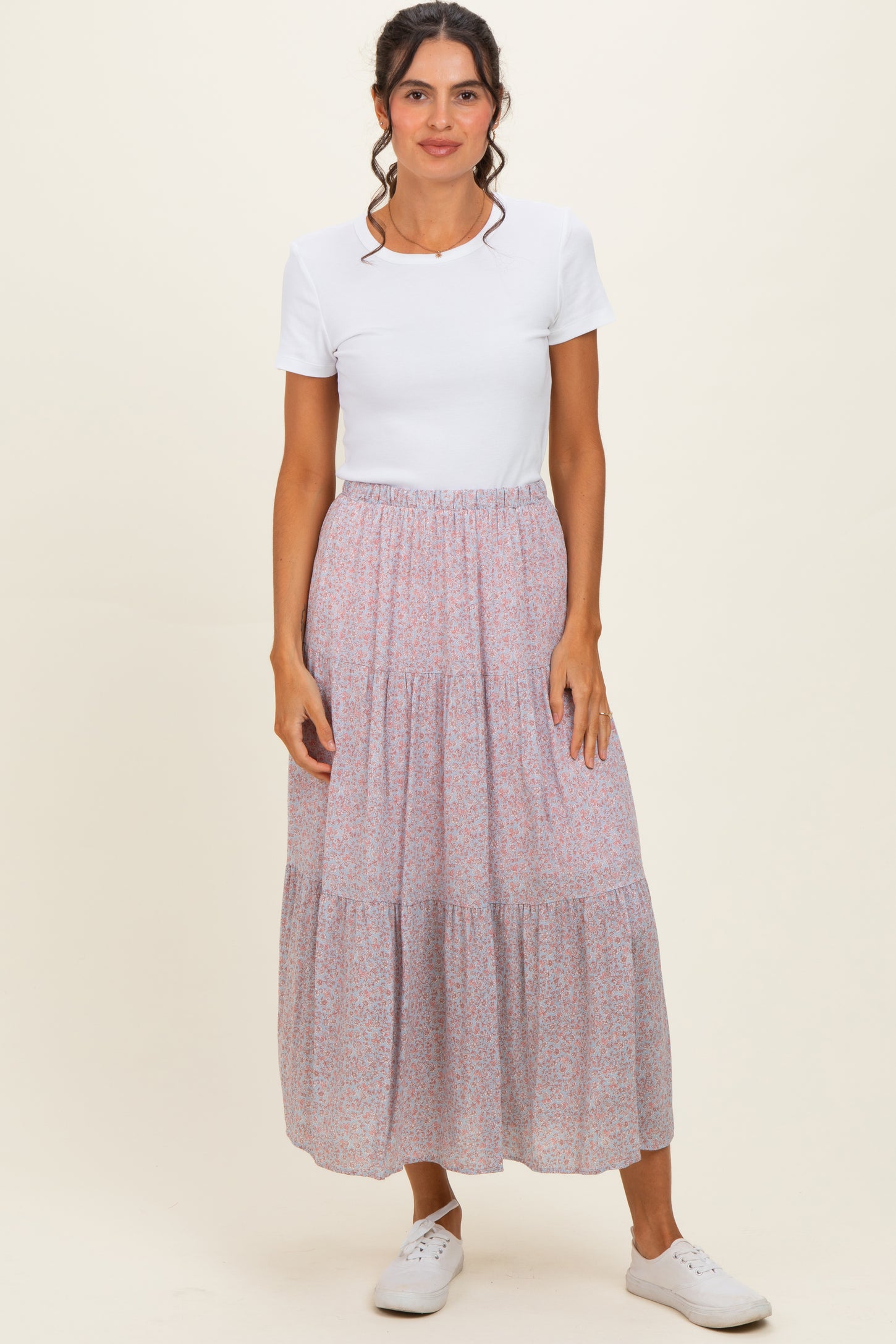 Blue Floral Maxi Skirt