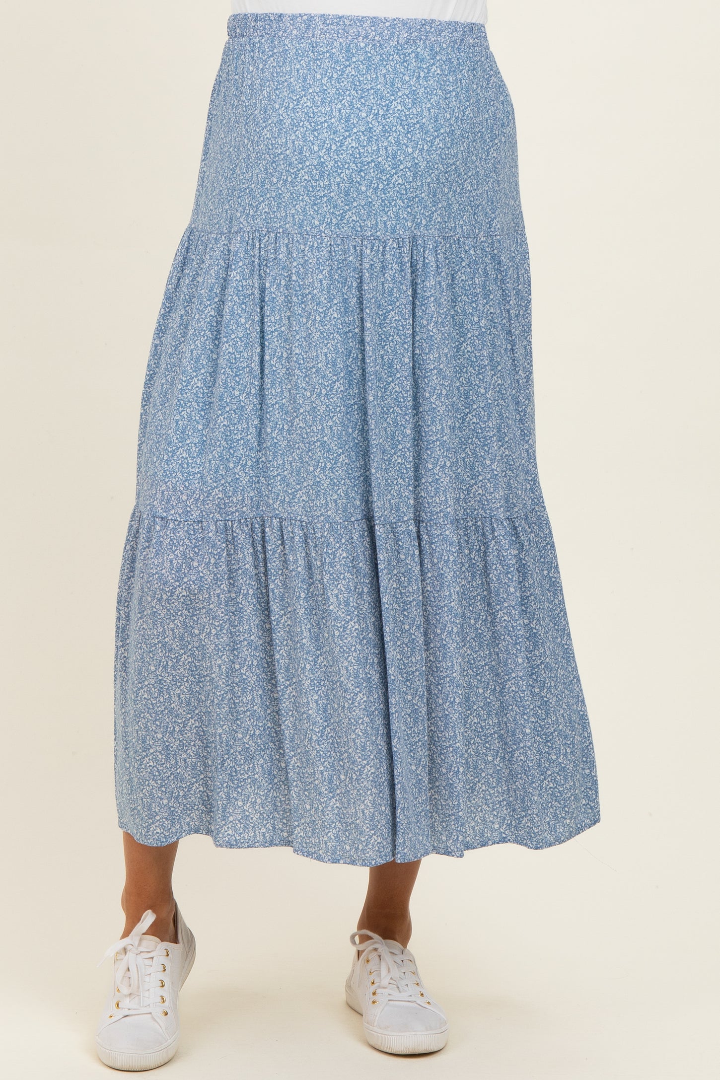 Blue Floral Maternity Maxi Skirt