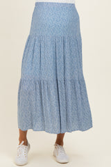 Blue Floral Maternity Maxi Skirt