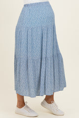 Blue Floral Maternity Maxi Skirt