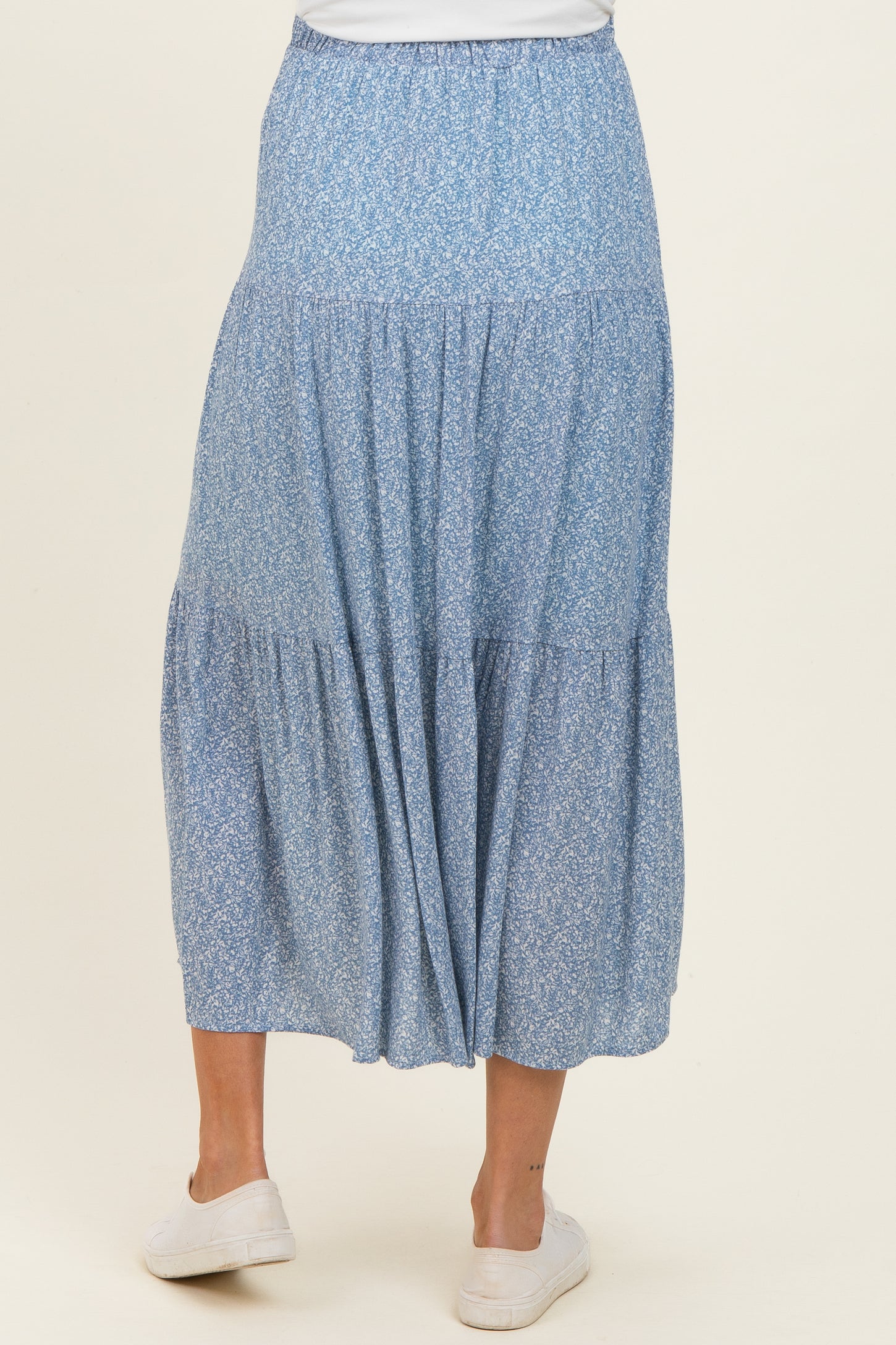 Blue Floral Maternity Maxi Skirt