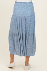 Blue Floral Maternity Maxi Skirt