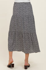 Black Floral Maternity Maxi Skirt