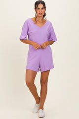 Lavender Scoop Neck Maternity Romper