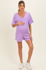 Lavender Scoop Neck Maternity Romper