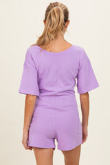 Lavender Scoop Neck Maternity Romper
