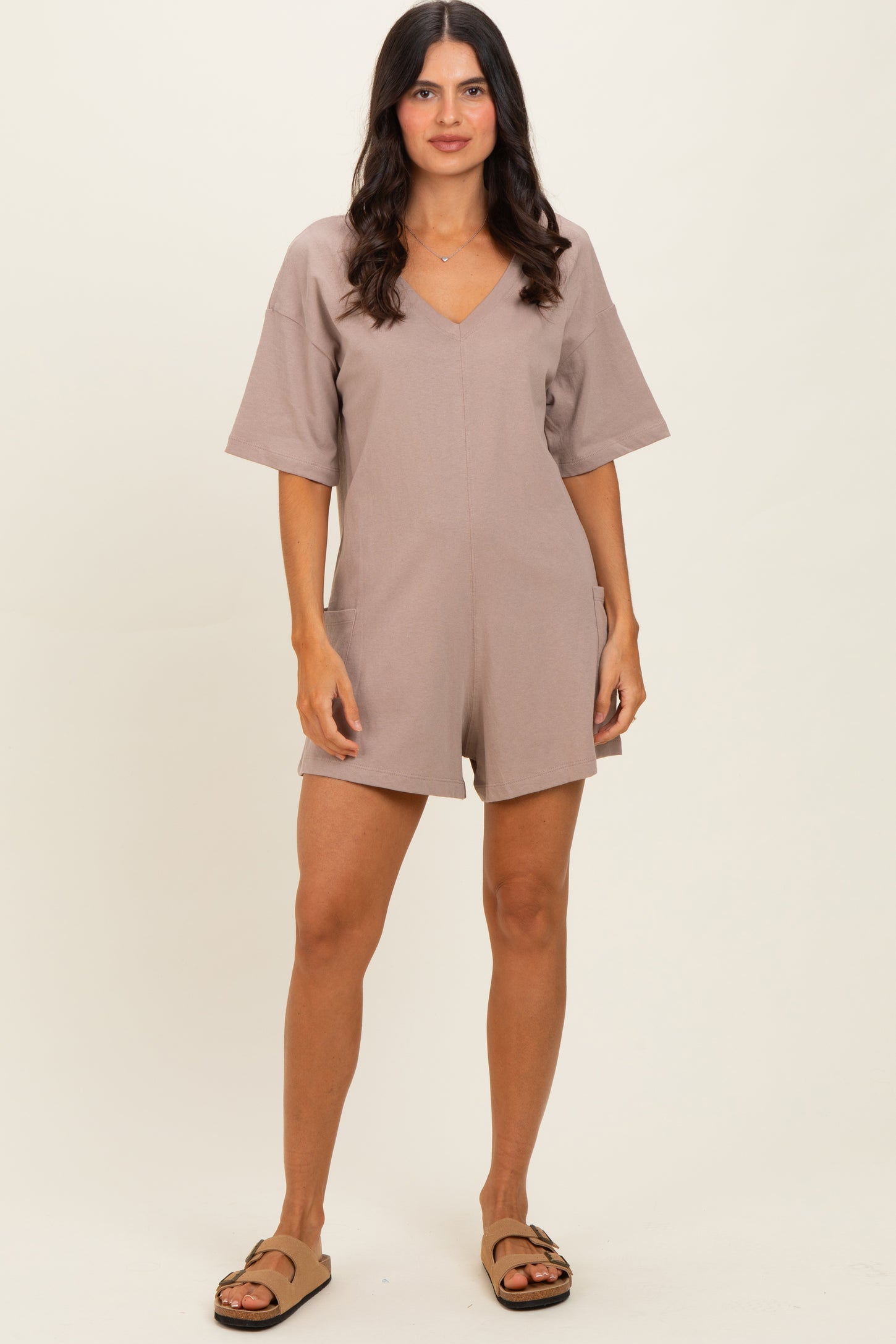Mocha Scoop Neck Romper