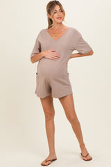Mocha Scoop Neck Maternity Romper