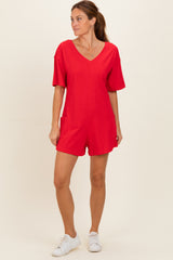 Red Scoop Neck Romper