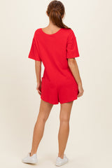 Red Scoop Neck Romper