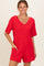 Red Scoop Neck Romper