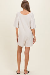Beige Scoop Neck Maternity Romper