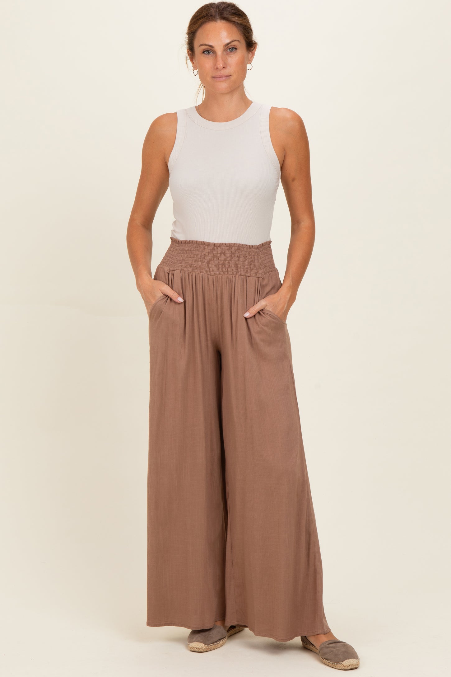 Cocoa Smocked Waistband Wide Leg Lounge Pants