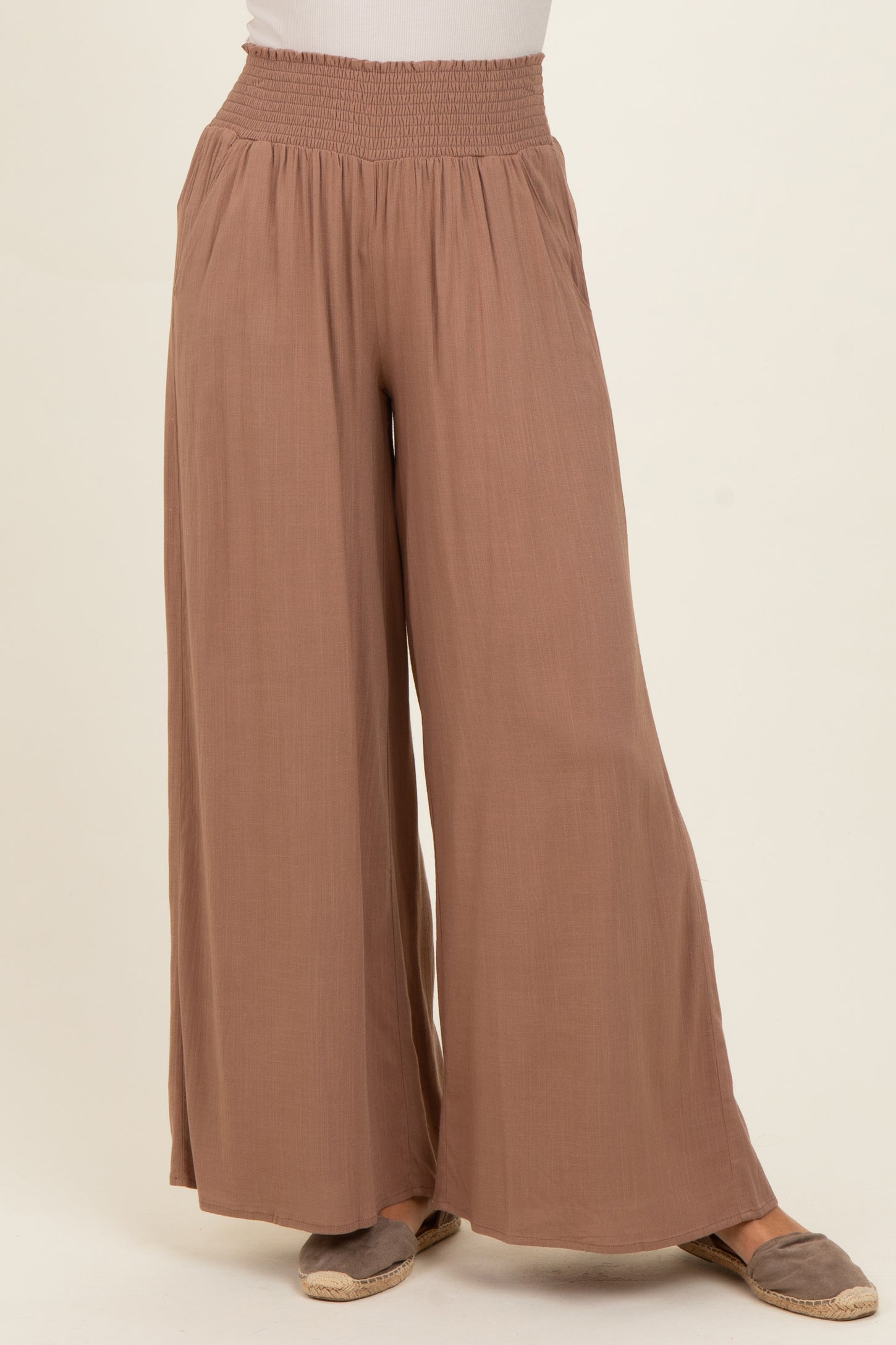 Cocoa Smocked Waistband Wide Leg Lounge Pants