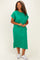 Green Plus Round Neck Short Sleeve Midi Dress