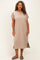 Mocha Plus Round Neck Short Sleeve Midi Dress