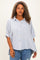 Blue Plus Woven Stripe Button Down Top