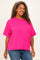 Hot Pink Plus Raised Rib Short Sleeve Front Pocket Top