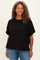 Black Plus Raised Rib Short Sleeve Front Pocket Top