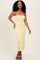 Yellow Strapless Laser Cut Lace Floral Detail Dress