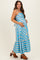 Blue Striped Ruffle Hem Maternity Midi Dress