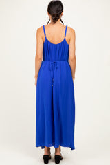 Capri Blue Sleeveless Flower Belt Dress