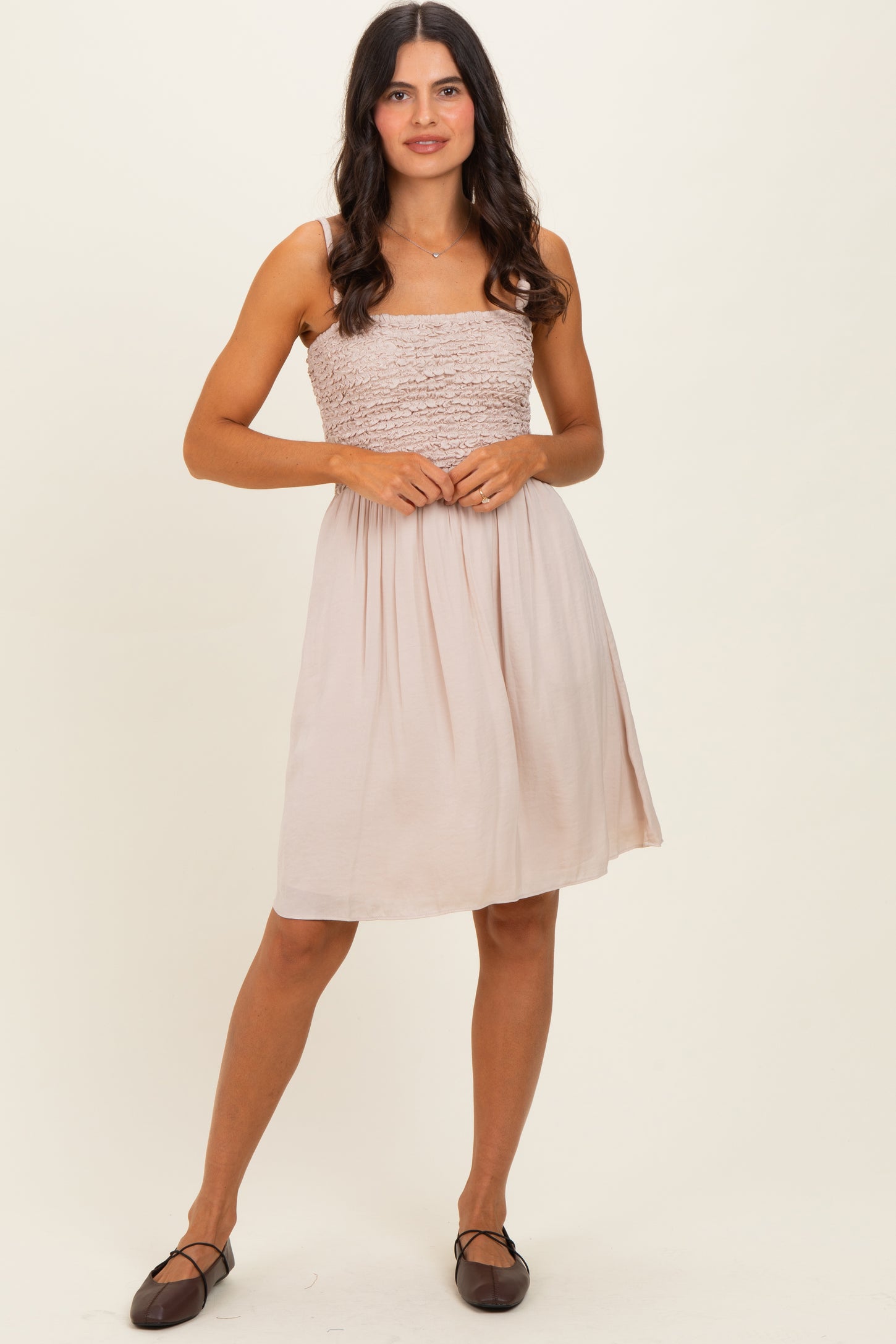 Papyrus Knot Detail Smocked Mini Dress