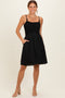 Black Knot Detail Smocked Mini Dress