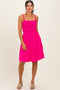Hot Pink Knot Detail Smocked Mini Dress