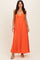 Orange V-Neck Open Back Maxi Dress