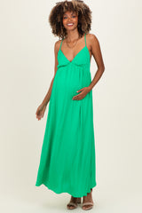 Peridot V-Neck Open Back Maternity Maxi Dress