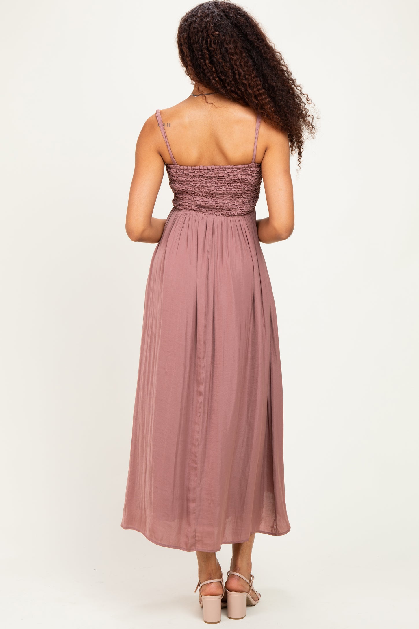 Mauve Textured Smocked Maxi Dress