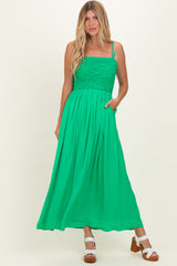 Peridot Textured Smocked Maxi Dress
