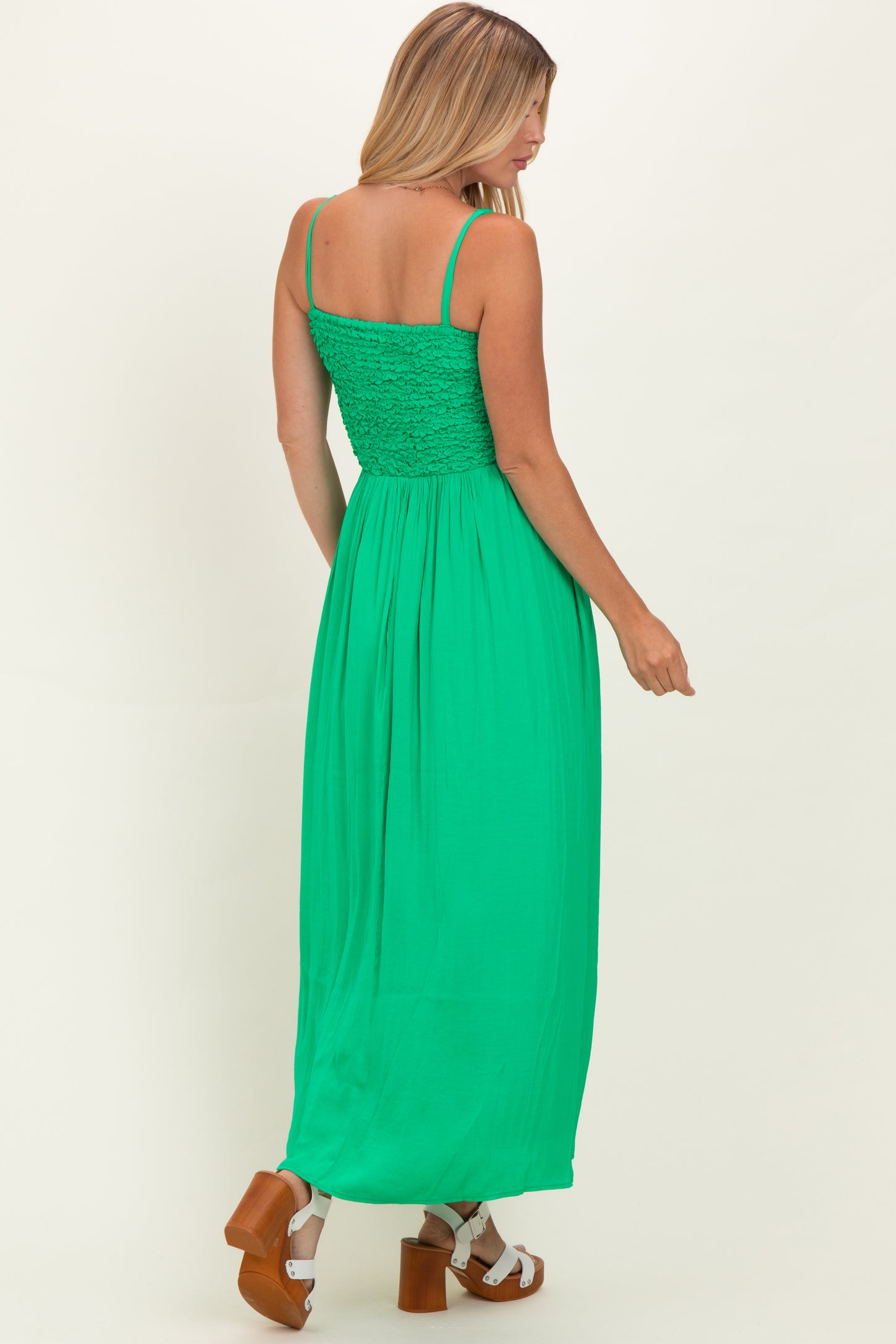 Peridot Textured Smocked Maxi Dress