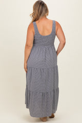 Black Tiered Smocked Maternity Plus Maxi Dress
