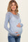 Blue Daisy Print Mesh Long Sleeve Sheer Maternity Top