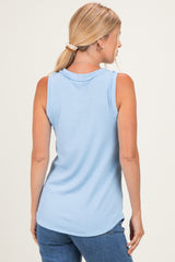 Light Blue Ribbed Sleeveless Top