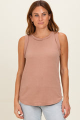 Mocha Ribbed Sleeveless Top