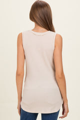Cream Ribbed Sleeveless Maternity Top