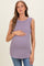 Lavender Ribbed Sleeveless Maternity Top