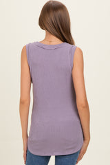 Lavender Ribbed Sleeveless Maternity Top