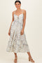Ivory Floral Tiered Front Tie Midi Dress