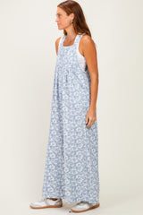 Denim Floral Twill Overalls