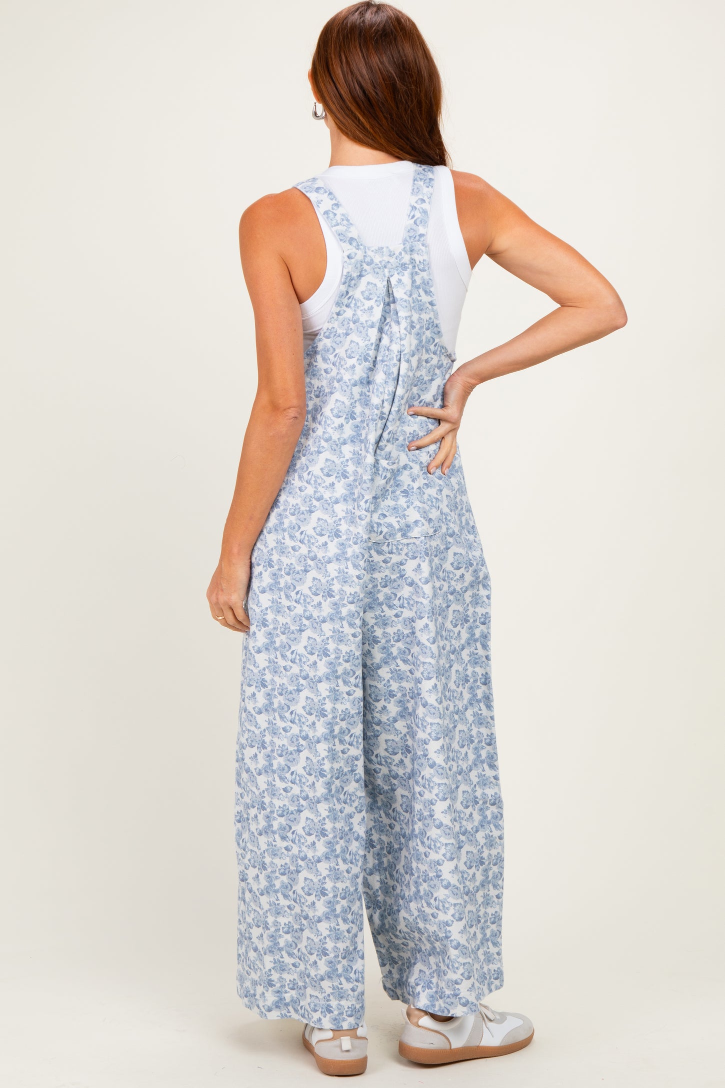 Denim Floral Twill Overalls
