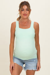 Mint Square Neckline Maternity Active Tank Top