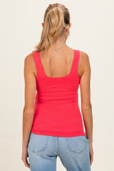 Flamingo Pink Square Neckline Maternity Active Tank Top
