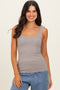 Stone Taupe Square Neckline Active Tank Top