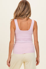 Light Pink Square Neckline Maternity Active Tank Top