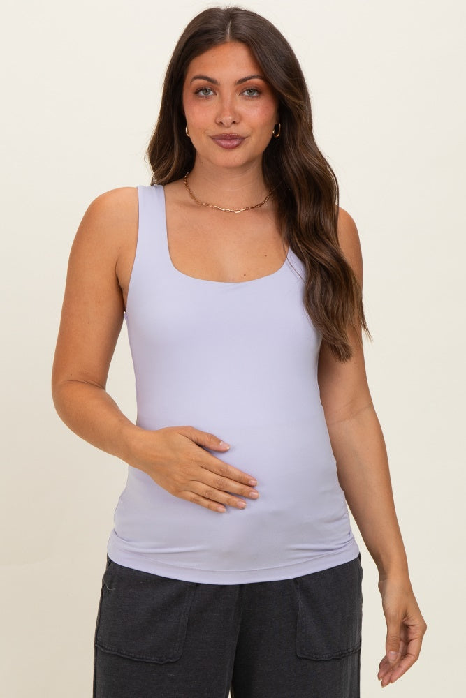 Lavender Square Neckline Maternity Active Tank Top