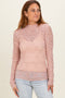Dusty Mauve High Neck Fitted Sheer Lace Top